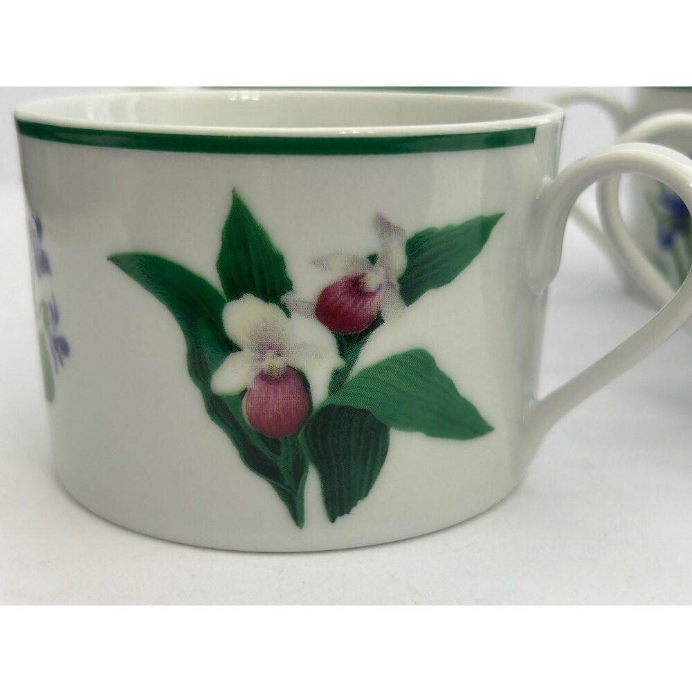 4 National Wildlife Federation Floral Coffee Tea Mugs Orchid Violets Poppy Iris - Picture 12 of 12